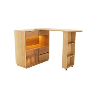 Table de bar bureau avec étagère avec éclairage LED