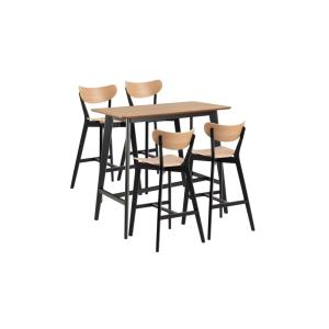 Table de bar et 4 tabourets de bar scandinaves en bois