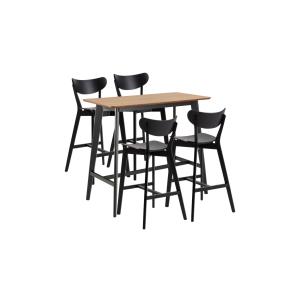 Table de bar et 4 tabourets de bar scandinaves en bois noir