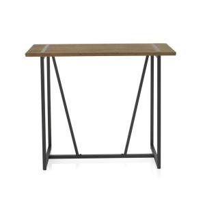 Table de bar haute 130x70 en bois d'épicéa avec pieds en mé…