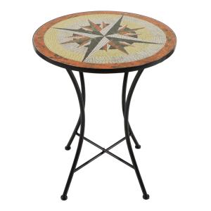 Table de bistrot ronde en métal noir et céramique mosaïque…