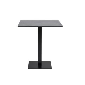 Table de café 2 personnes décor pierre et acier 70x70 cm