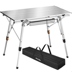 Table de camping Pliable 90 x 52 x 47 - 70 cm argent
