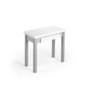 Table de cuisine extensible en mélamine et métal blanc‑gris…