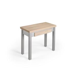 Table de cuisine extensible portefeuille mélamine chêne‑gri…