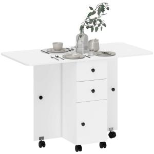 Table de cuisine pliable 2 plateaux rabattables blanc