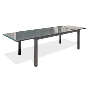 Table de jardin 12 places en aluminium et plateau verre