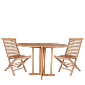 Table de jardin 120 cm   2 chaises en teck