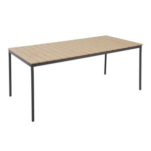 Table de jardin 180x90 cm en métal et bois 8 places gris