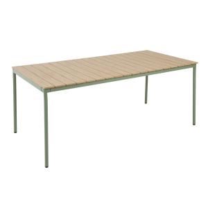 Table de jardin 180x90 cm en métal et bois 8 places vert