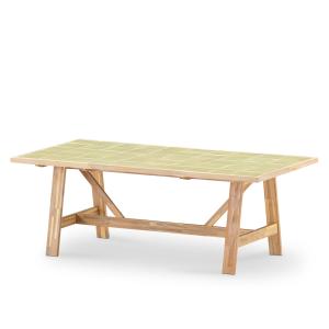 Table de jardin 205x105 en bois et céramique vert clair