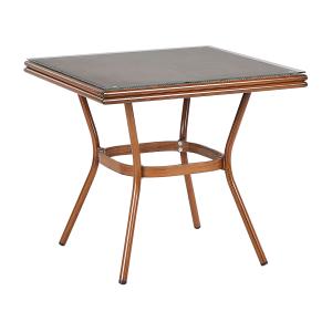 Table de jardin 4 personnes en aluminium bois foncé