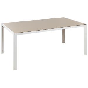 Table de jardin 6 personnes en verre de sécurité beige