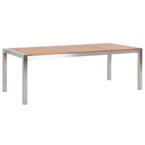 Table de jardin 8 personnes en acier inox bois clair