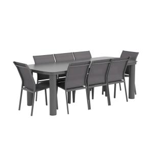 Table de jardin aluminium   8 assises anthracite