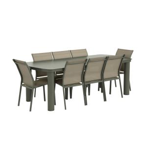 Table de jardin aluminium   8 assises kaki