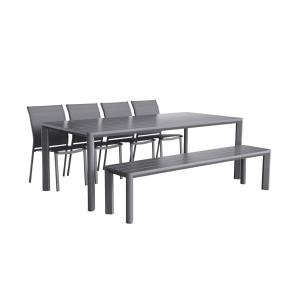 Table de jardin aluminium et textilène 1 banc 4 chaises ant…