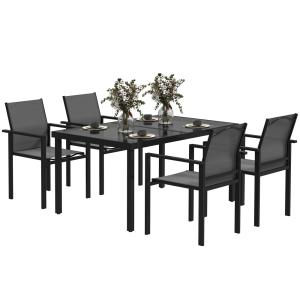 Table de jardin avec 4 chaises empilables plateau en verre…