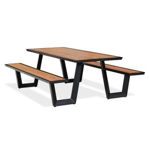 Table de jardin avec bancs en aluminium gris anthracite et…