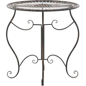 Table de jardin avec plateau rond en metall Bronze