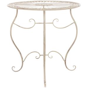 Table de jardin avec plateau rond en metall Crème antique