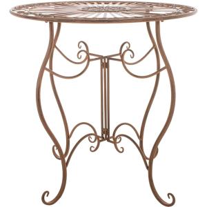 Table de jardin avec plateau rond en metall Marron antique