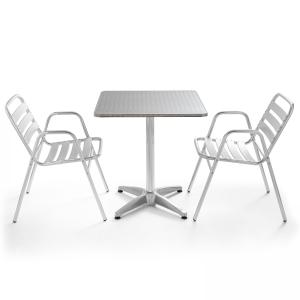 Table de jardin bistrot 2 places en aluminium