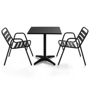 Table de jardin bistrot 2 places en aluminium anthracite