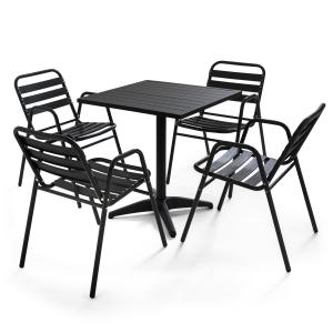 Table de jardin bistrot 4 places en aluminium anthracite