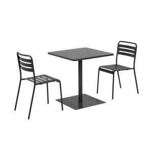 Table de jardin bistrot acier   2 assises 70 cm anthracite
