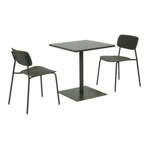 Table de jardin bistrot acier   2 assises 70 cm kaki