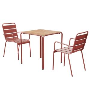 Table de jardin bistrot métal et polywood 70 cm et 2 fauteu…