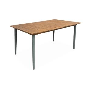 Table de jardin bois et acier kaki 150cm