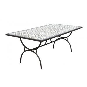 Table de jardin carreaux de ciment 6/8 personnes L203 cm