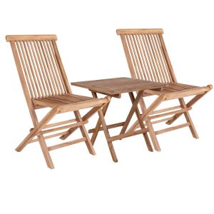 Table de jardin carrée 50 cm   2 chaises en teck