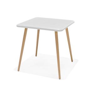 Table de jardin carrée 70cm blanche et bois
