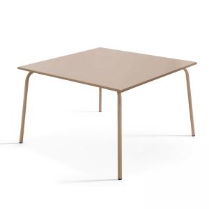 Table de jardin carrée en acier 8 places 120 cm taupe