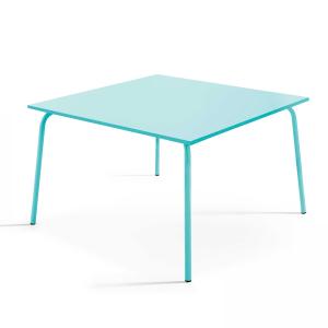 Table de jardin carrée en acier turquoise 120 cm