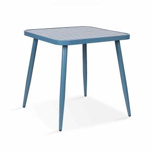 Table de jardin carrée en aluminium bleu canard