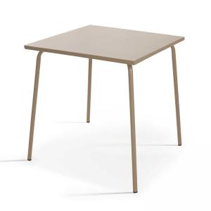 Table de jardin carrée en métal 4 places 70 cm taupe