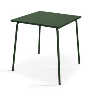 Table de jardin carrée en métal 70 cm 4 places vert forêt