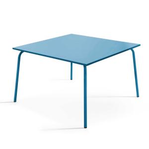 Table de jardin carrée en métal 8 places 120 cm bleu pacifi…