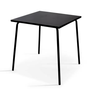 Table de jardin carrée en métal noir 70cm