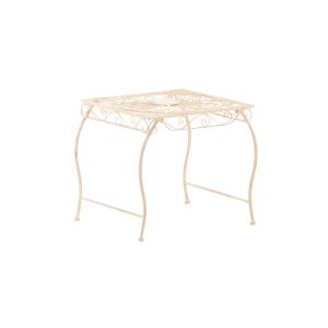 Table de jardin carrée résistante en métal Crème antique