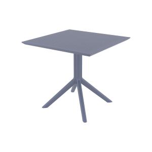 Table de jardin carrée résistante en plastique Gris foncé