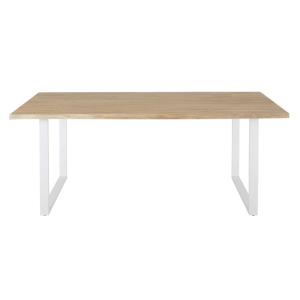Table de jardin en acacia massif et acier blanc 6/8 personn…