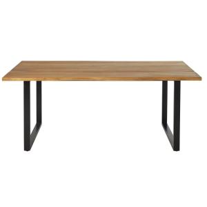 Table de jardin en acacia massif et métal noir 6/8 personne…