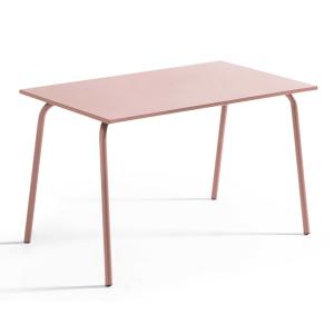 Table de jardin en acier 120 x 70 cm rose poudré