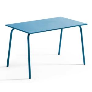 Table de jardin en acier 6 places 120 cm bleu pacific