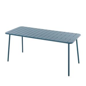 Table de jardin en acier 6 places bleue